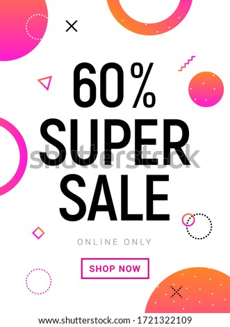 Super Sale banner 60 percent offer promotion. Vector promo SALE design poster