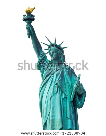 Statue of Liberty National Monument with blue sky background. New York, USA.  Royalty-Free Stock Photo #1721338984