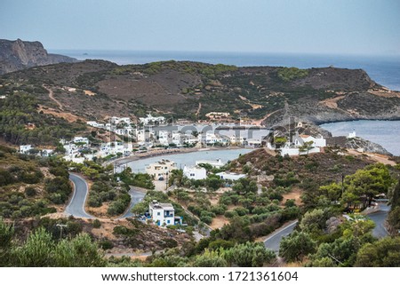 Panoramic view of Kapsali bay. Kithira island, Greece