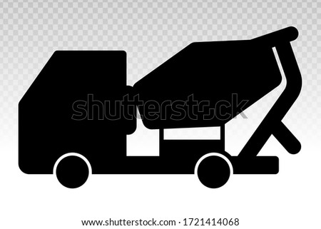 silhouette of concrete cement mixer truck flat icon on a transparent background
