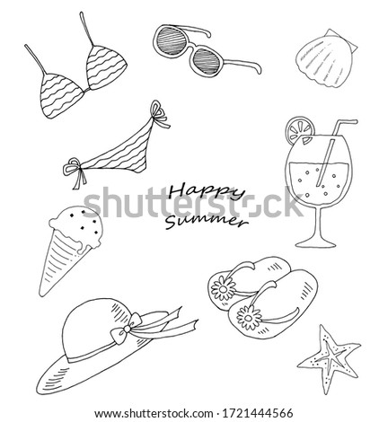 Line drawing of summer elements