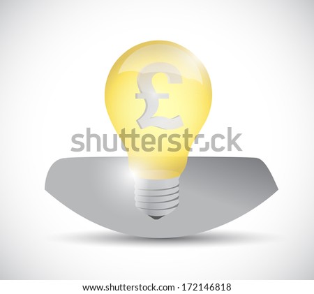 british pound currency light bulb head. illustration design over a white background