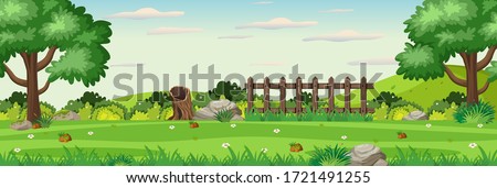 Background scene with wooden fence in the park illustration