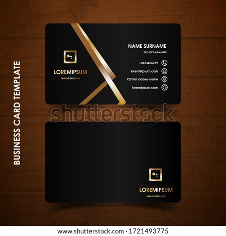 Modern business card design template. black and golden color 