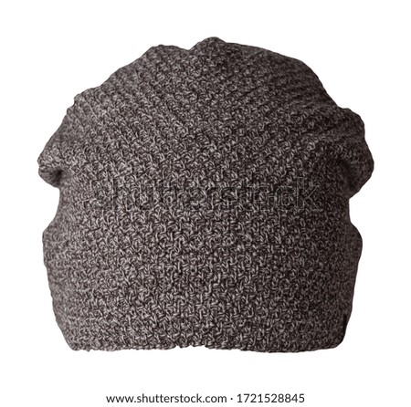 knitted brown hat isolated on a white background.fashion hat accessory for casual style