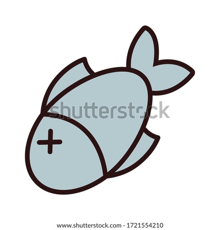 fish seafood line and fill style vector illustration design