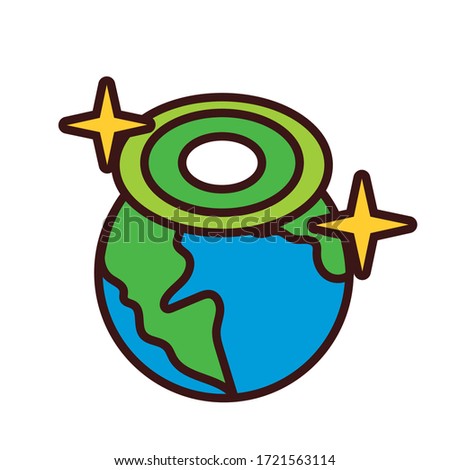 world planet earth with storm line and fill style vector illustration design