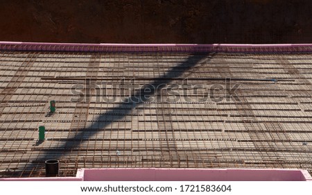 Urban construction buildings foundation with metal grid and water drain
