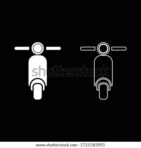 Scooter Motorcycle Motobike Delivery concept Moped Shipping icon outline set white color vector illustration flat style image