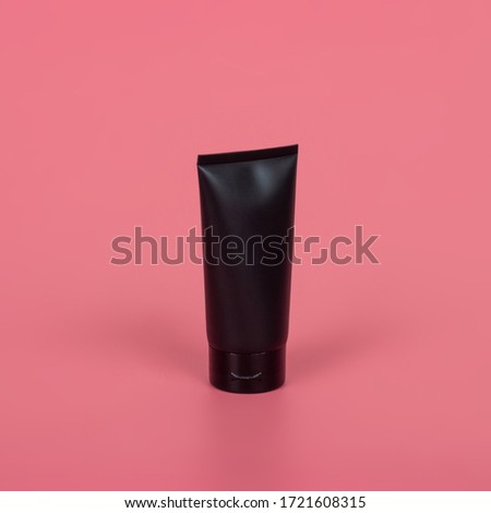 Cosmetics product ads poster template. Cosmetic beauty mockup. Cream tube package. Shampoo or shower gel packaging design.