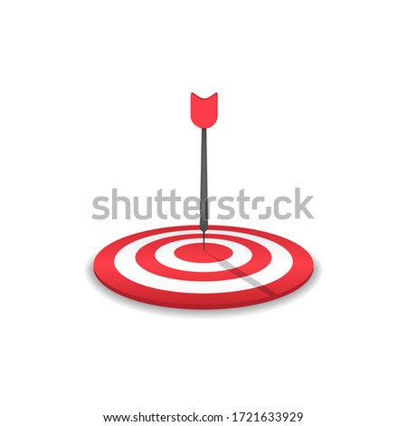 Red archery target and arrow isolated design for sport game and business vector background illustration.