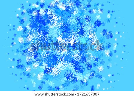Light BLUE vector elegant background with leaves. Doodle illustration of leaves and branches in Origami style. Hand painted design for web, leaflets.