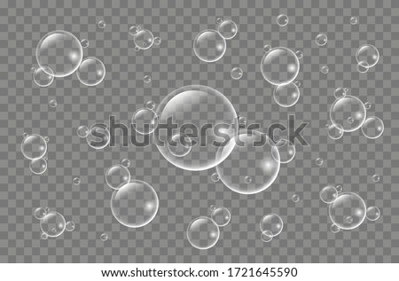Air bubbles underwater on a transparent background.  Soap  bubbles Royalty-Free Stock Photo #1721645590