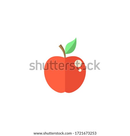 Red apple fruit illustration in flat style isolated on a white background.Healthy food vitamin