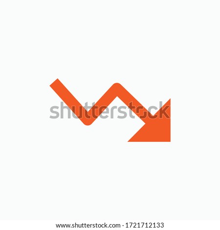 Direction of Decline. Go Down Symbol - Vector Illustration In Glyph Style for Design and Websites, Presentation or Application.