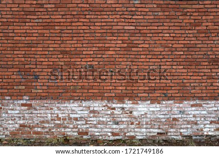Old brick wall of red blocks with crumbling texture. Royalty-Free Stock Photo #1721749186