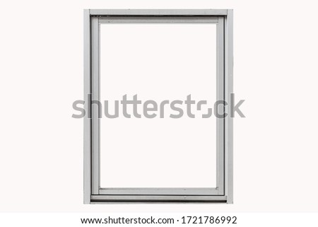 Silver metal window frame isolated on white background