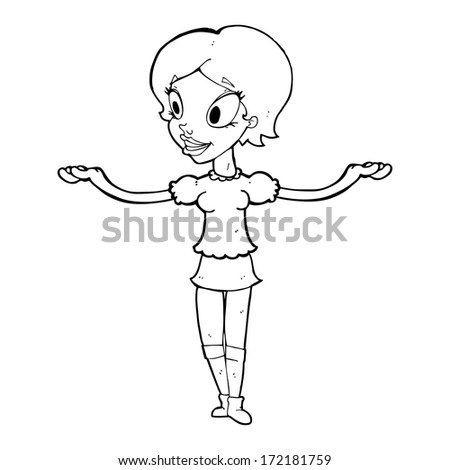 cartoon woman with arms spread wide