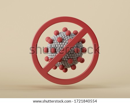 3d render, abstract symbol of virus. Stop coronavirus concept. Epidemic clip art isolated on neutral background