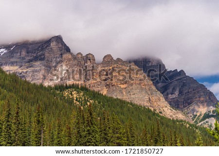mountain landscape in the area around Lake Moraine, Banff National Park, Alberta, Canada