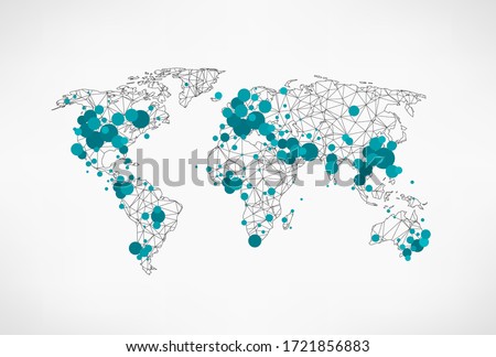 Coronavirus concept with world map. Protection and revention of New epidemic 2019-nCoV. Safety, health, remedies and prevention of viral diseases. Vector illustration