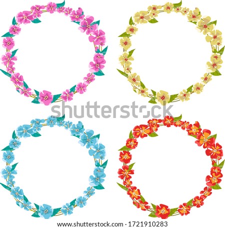 Floral wreaths. Vector isolated illustration. Set of wreaths of different colors. Wedding invitation