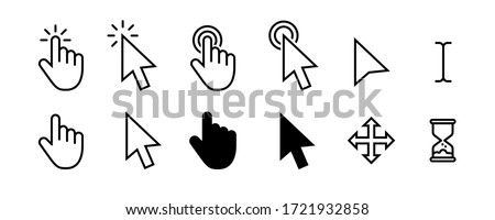 Computer mouse click cursor gray arrow icons set and loading icons. Cursor icon. Vector illustration. Mouse click cursor collection. Royalty-Free Stock Photo #1721932858