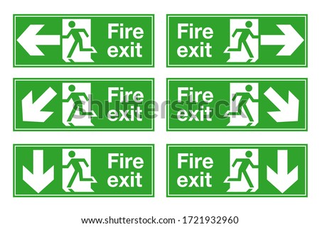 Fire exit sign for emergency exit Royalty-Free Stock Photo #1721932960