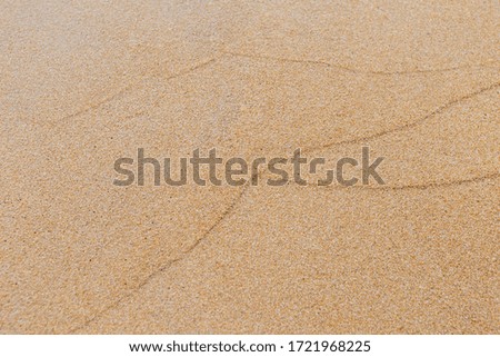 Closeup fine sand beach background, nature sand texture, wave pattern on the beach, outdoor day light