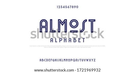 name is ALMOST alphabet, rustic font with line in the middle Royalty-Free Stock Photo #1721969932