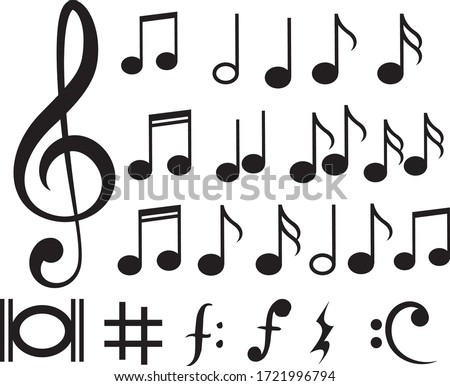 Music notes, song, melody or tune flat vector icon for musical apps and websites.