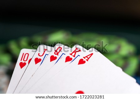 Poker game royal flush with chips