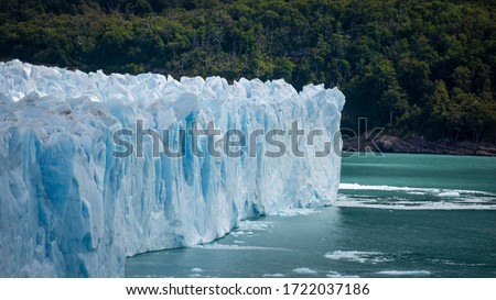 Icy landscape (Iceberg&forest) of El Calafate, the town near the edge of the Southern Patagonian Ice Field in the Argentine province of Santa Cruz known as the gateway to Los Glaciares National Park.