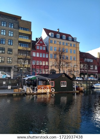 Beautiful canal in Copenhagen city Denmark