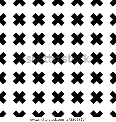 Tile black and white X cross vector pattern.Simple subtle seamless black and white background.Seamless geometric cross pattern