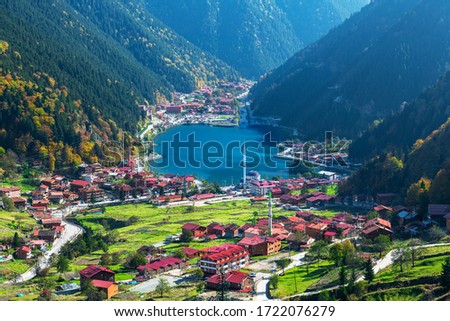 Mountain village of Uzungol in Trabzon, Turkey. (Long Lake) Royalty-Free Stock Photo #1722076279
