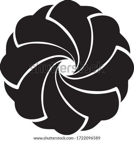 Black circle flower image on the white background, vintage pattern