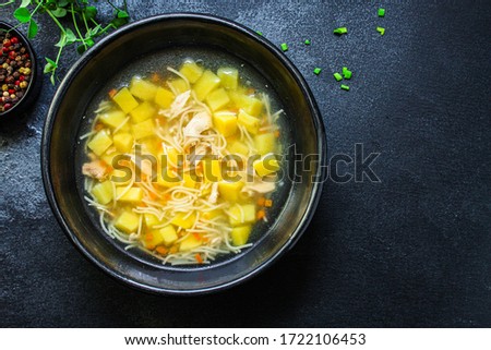 chicken soup vegetables healthy eating
Menu concept. keto or paleo diet food background. top view copy space for text 