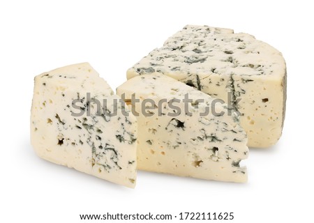 Blue cheese isolated on white background with clipping path and full depth of field. Royalty-Free Stock Photo #1722111625