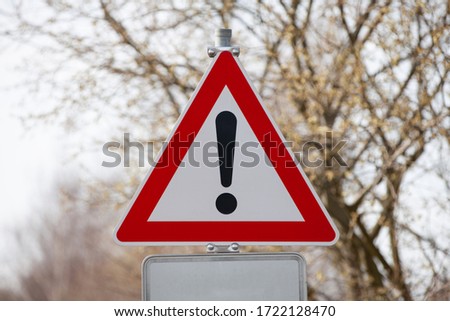 attention traffic sign triangle with red edge