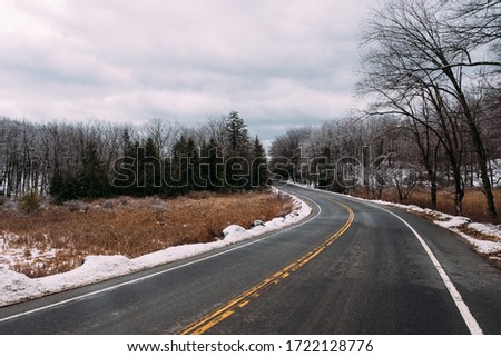 Snowy road in Harriman State Park - New York State