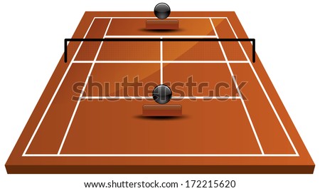 EPS 10 Vector Illustration of tennis court field in clay