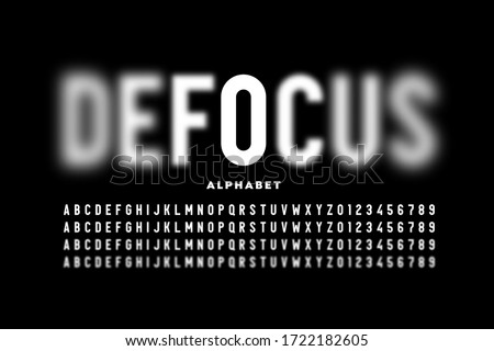 Defocus font design, focused and defocused style alphabet letters and numbers vector illustration Royalty-Free Stock Photo #1722182605