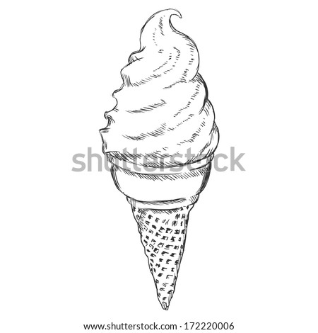 vector sketch illustration - ice cream cone