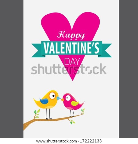 love birds vector illustration. valentine day love beautiful card with cute love couple birds