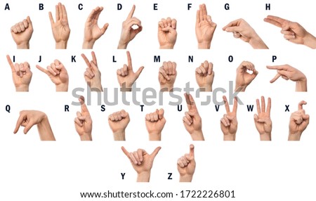 Finger Spelling the Alphabet in American Sign Language ASL Royalty-Free Stock Photo #1722226801