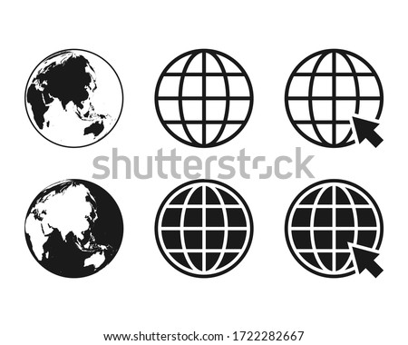 collection of globe icon symbol, go to web icon vector illustration color editable isolated on blank background