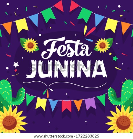Festa Junina Background with lot flags