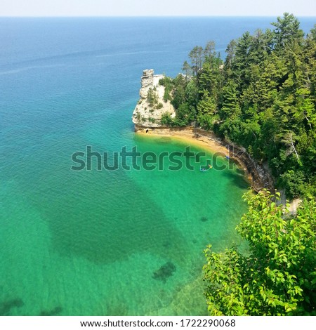 View of Miner's Castle at Pictured Rocks National Lakeshore in the Upper Peninsula of Michigan