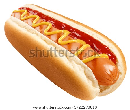 HOT DOG isolated on white background, clipping path, full depth of field Royalty-Free Stock Photo #1722293818